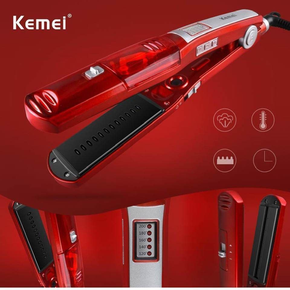 Kemei بخاخ بالبخار بخاخ للشعر التورمالين بخار سيراميك بخار شعر مكواة